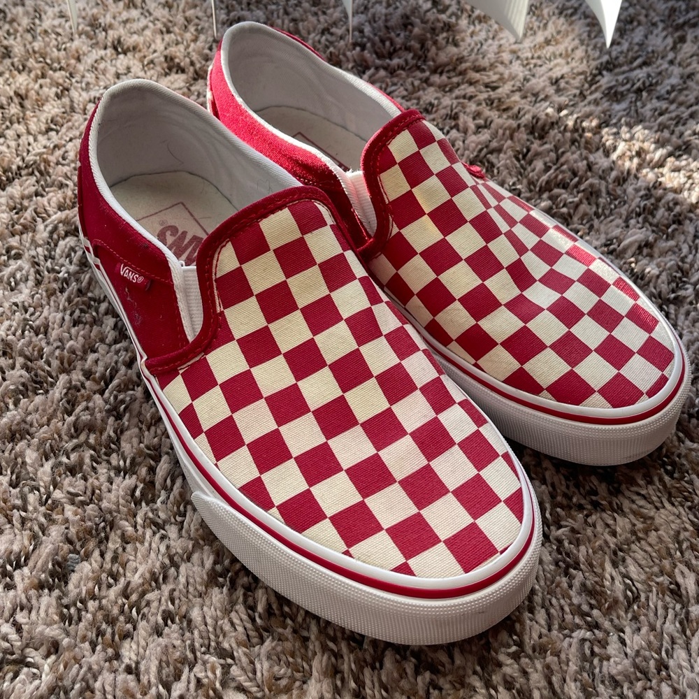Red Checkered Slip On Vans
